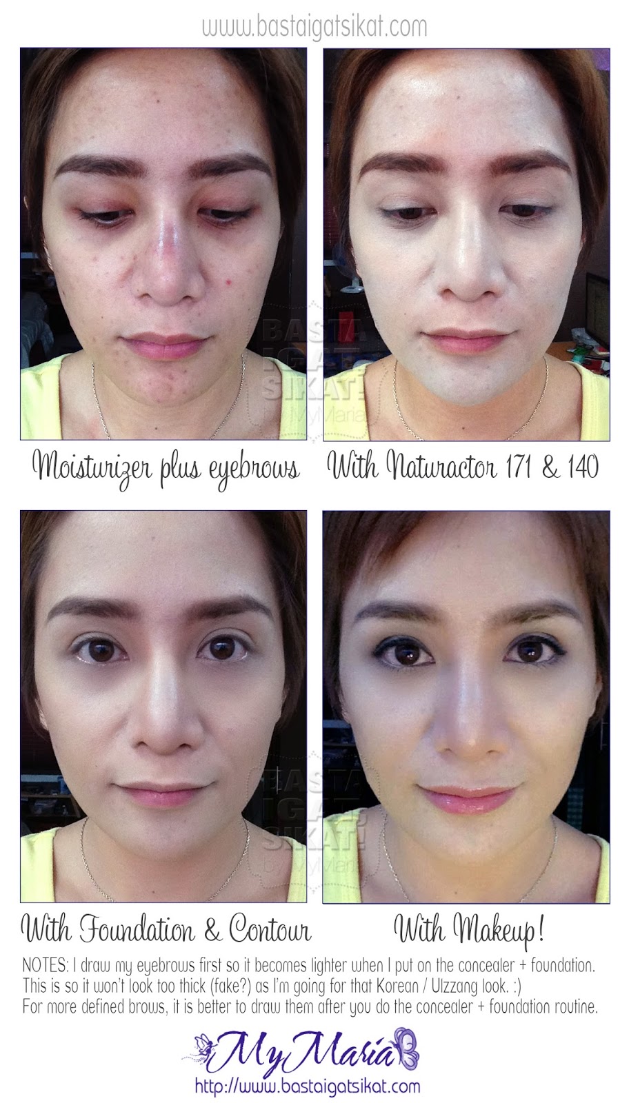 Naturactor before and after cover face concealer 140 and 171 review