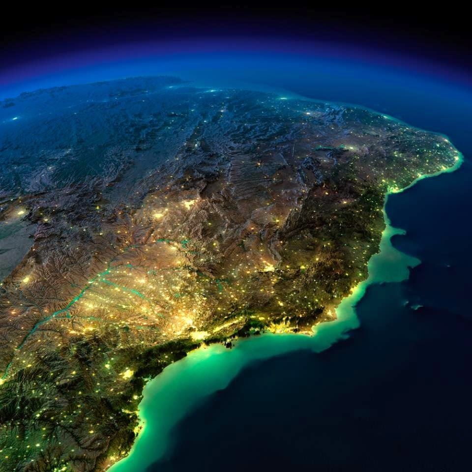 Brasil visto do Satelite a noite
