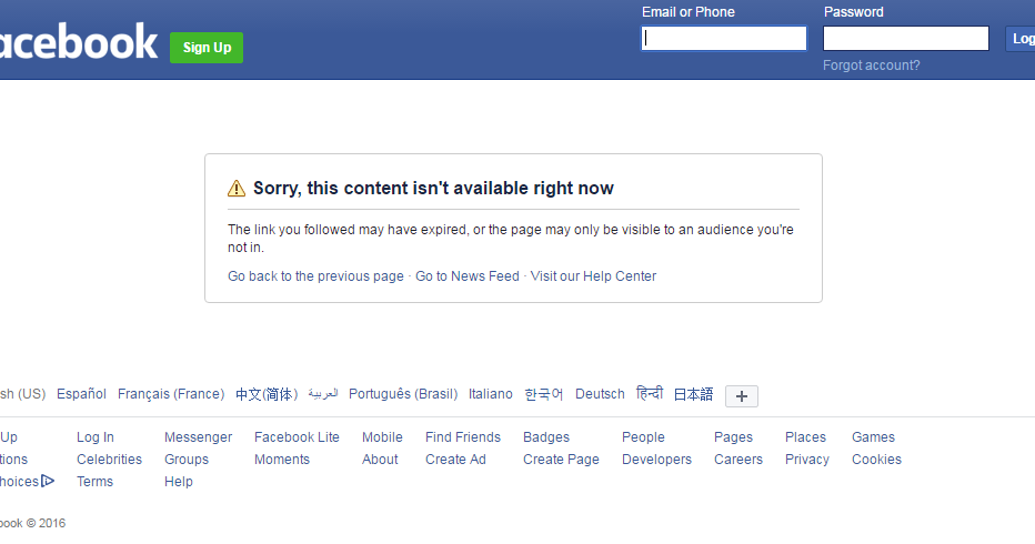 Sorry, this content isn't available right Now на русском. Sorry, this Page isn't available.. See this Page isn't available.