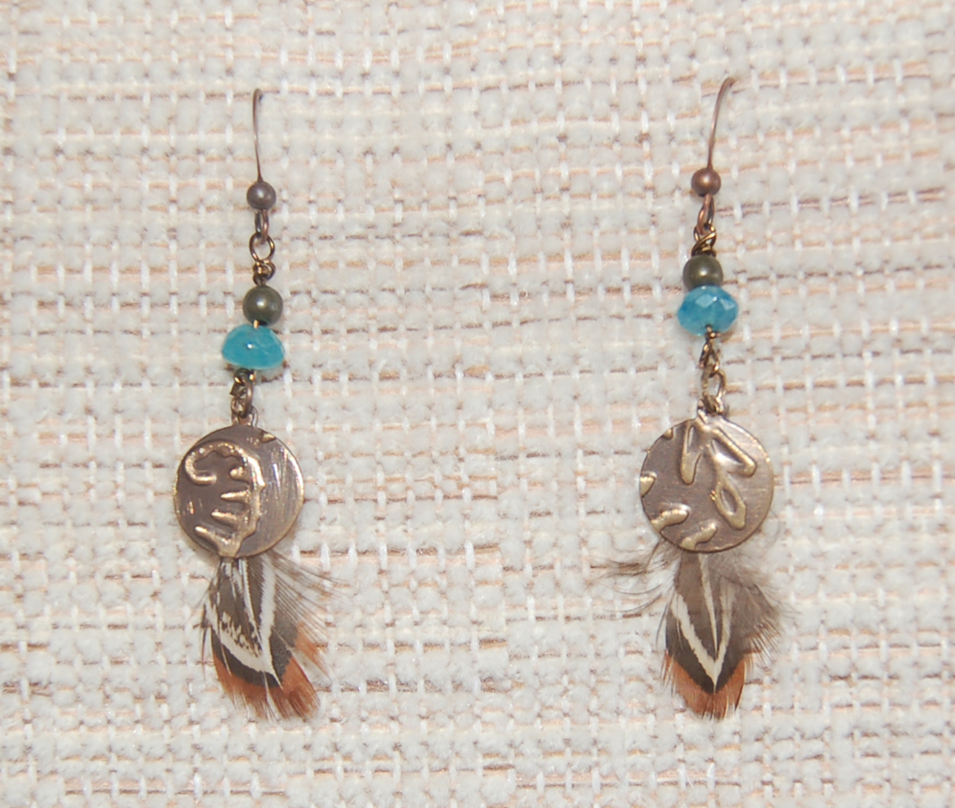 Lynn's Craft Blog Embossed Earrings with Feathers