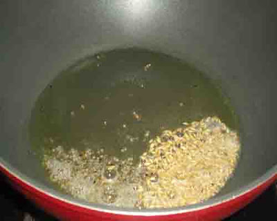 heat oil , add mustard seeds jeera