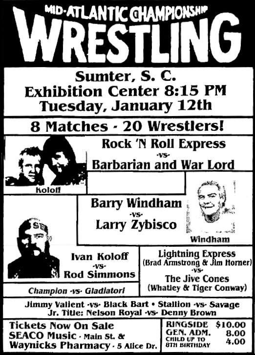 Pro Wrestling 1970 To Present: Sumter,SC - Jan.12,1988 Pro Wrestling 1970 To Present: Sumter,SC - Jan.12,1988