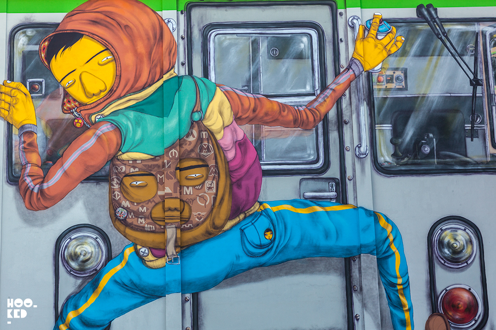 Milan Street Art with a mural by artists Os Gemeos