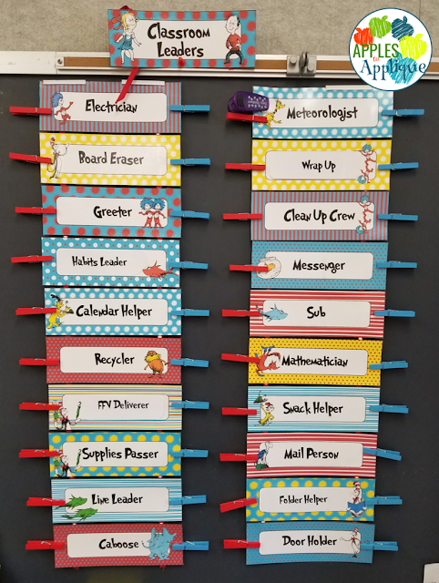 Classroom Leadership Chart; every student gets a chance to lead! | Apples to Applique