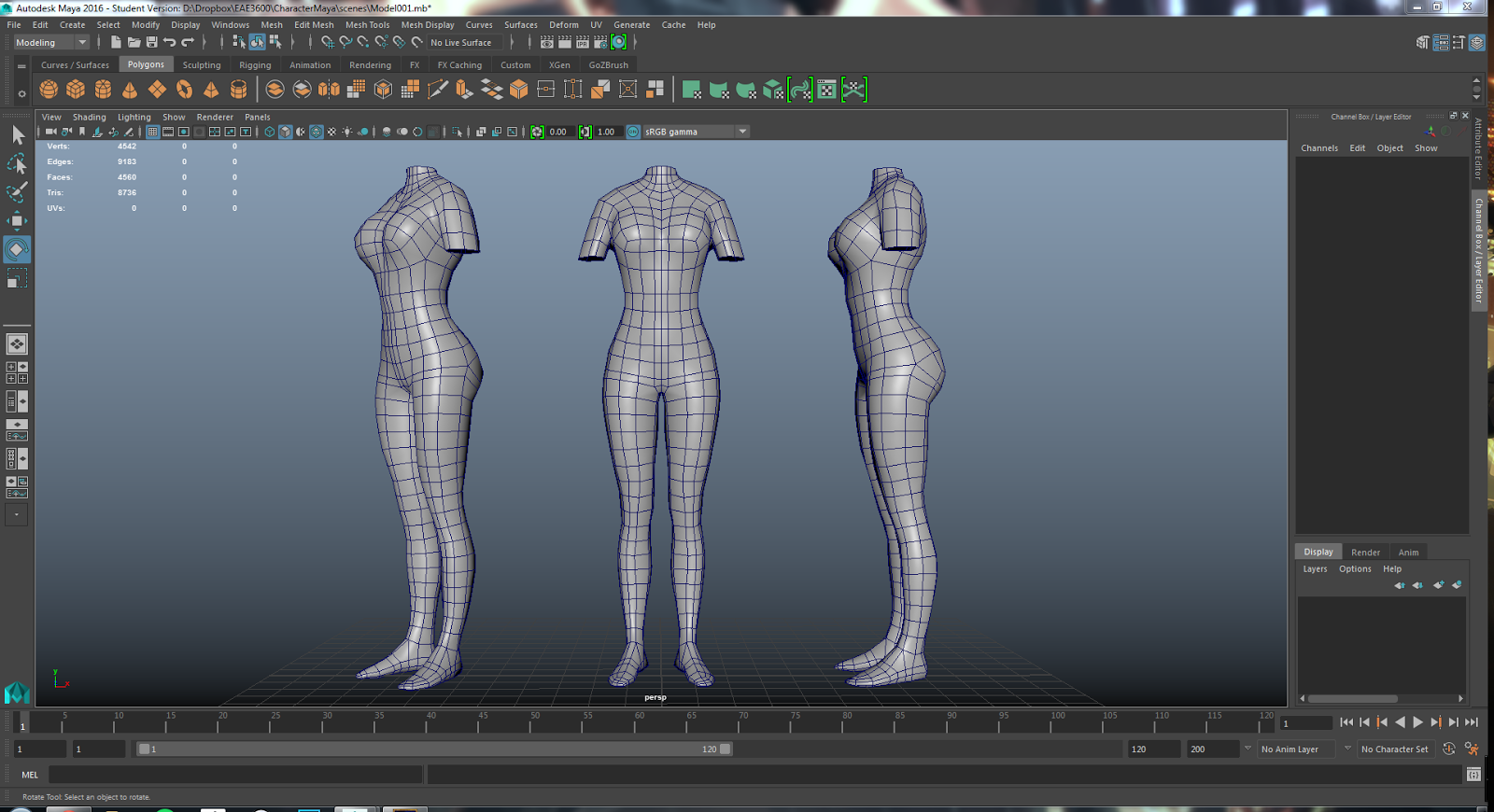 Game Art Blog: Female 3D Model - Basic Blockout