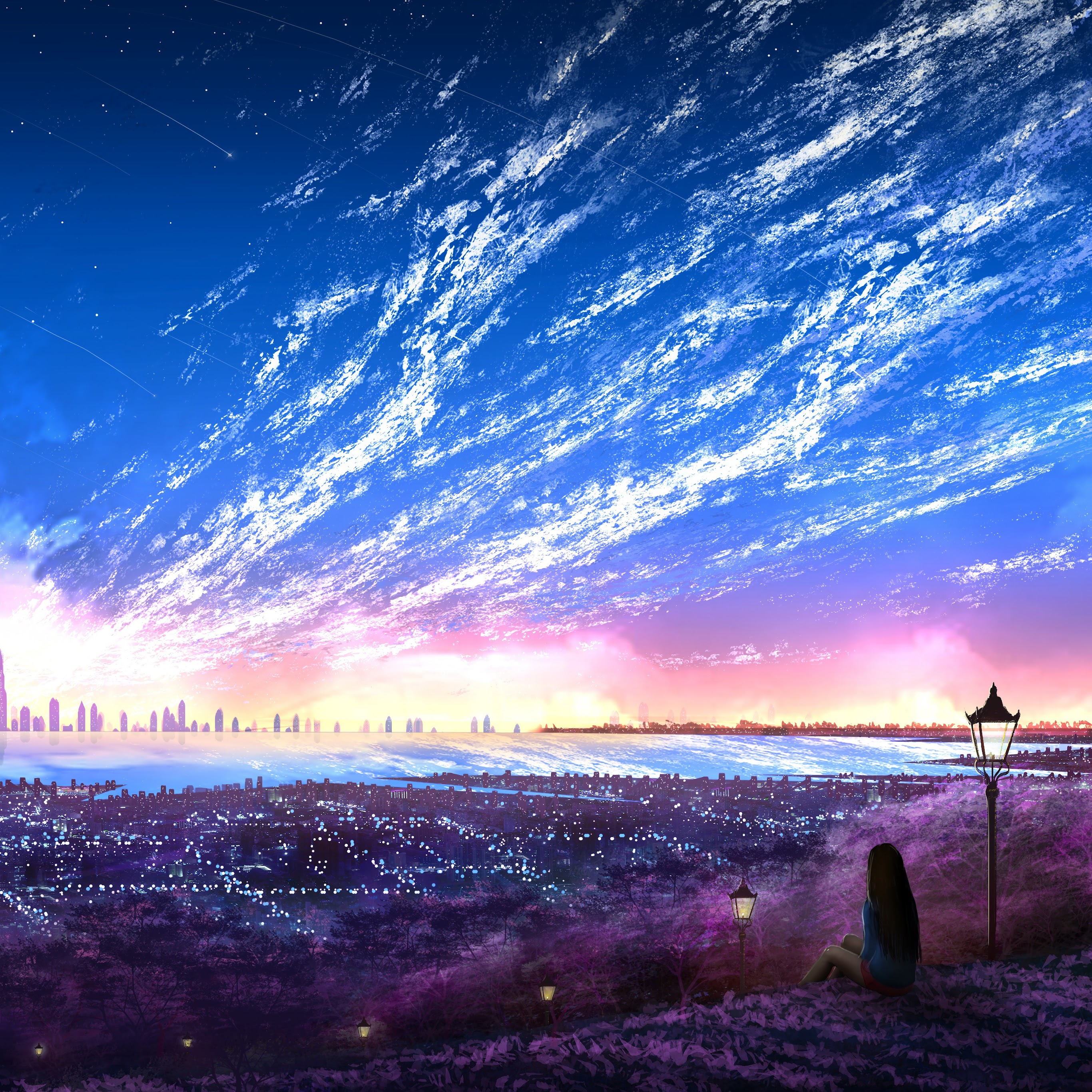 Sky, City, Scenery, Horizon, Landscape, Anime, 8K, #131 Wallpaper PC ...