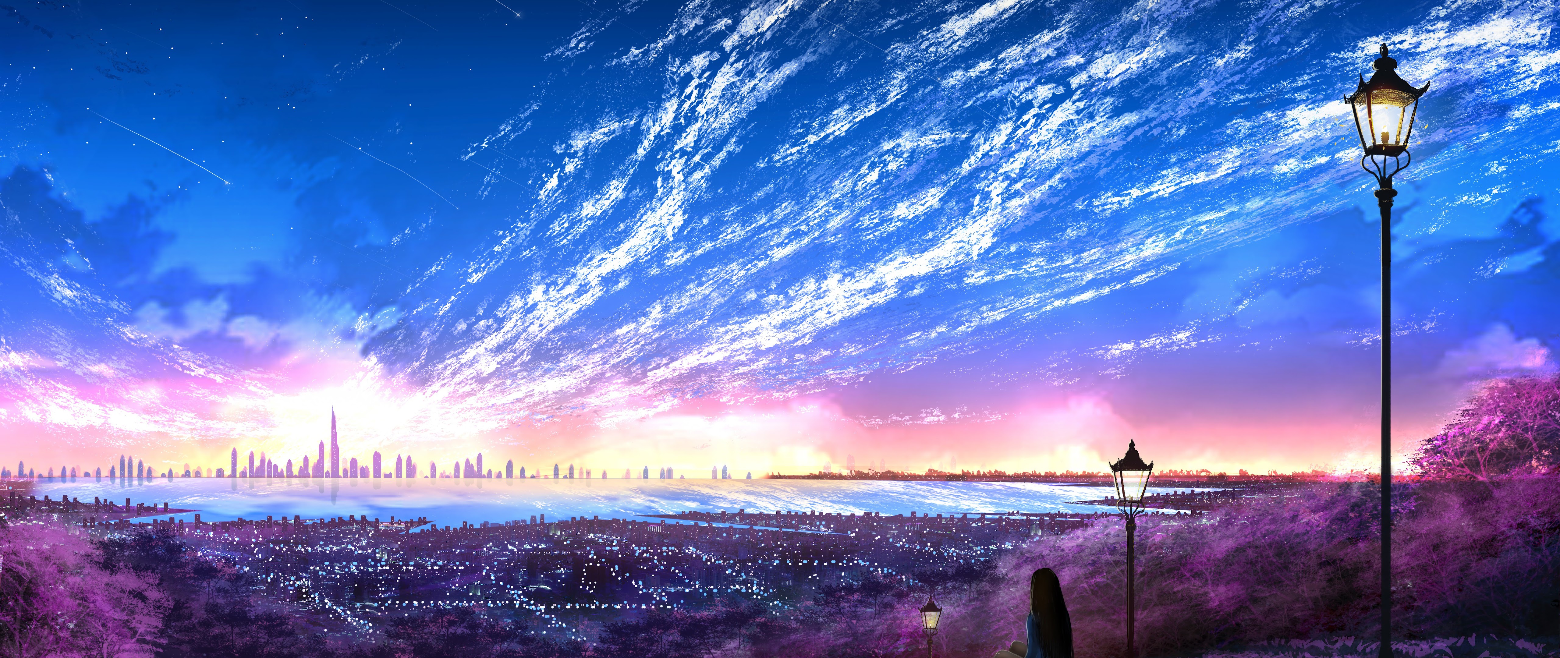 Sky, City, Scenery, Horizon, Landscape, Anime, 8K, #131 ...