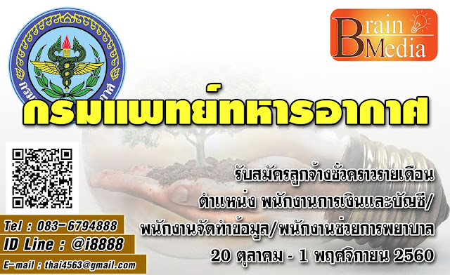 กรมแพทย์ทหารอากาศ เปิดสอบ งานราชการ