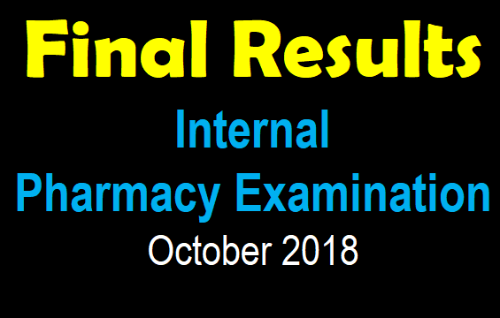 Internal Pharmacy Examination – October 2018 (Final Results)