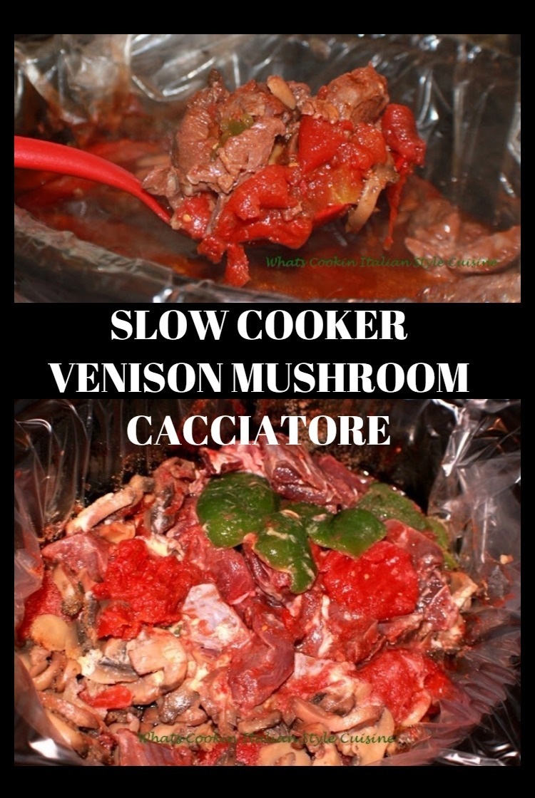 this is a pin for later vension mushroom and pepper cacciatore