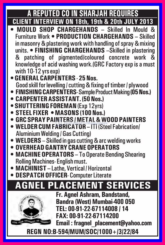 Job vacancies in Sharjah, UAE Gulf Jobs for Malayalees