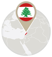 Lebanese flag and map