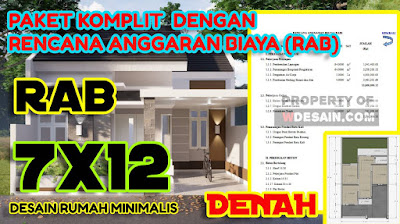 Desain Rumah Minimalis 3 kamar 7x12 Komplit dengan RAB nya