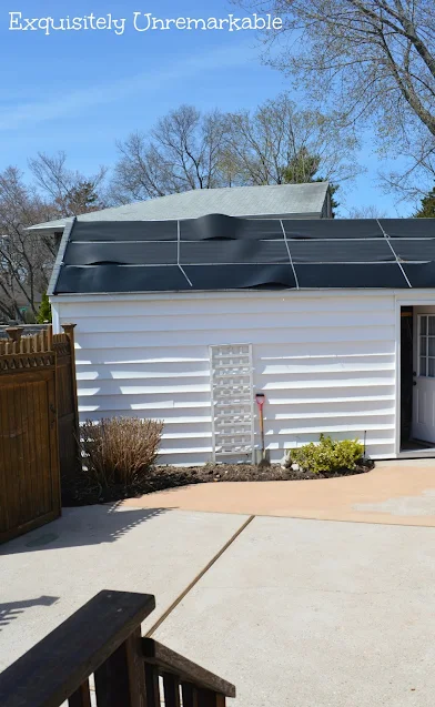 Backyard garage with solar panels