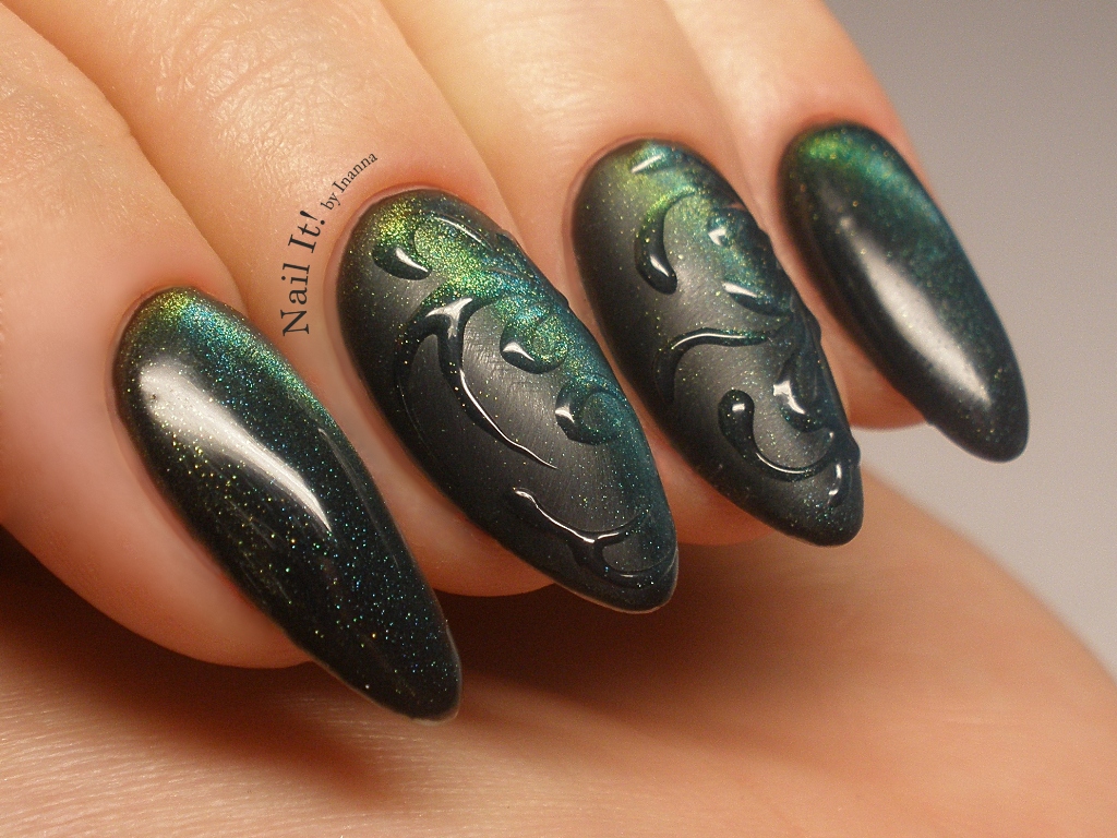 Indigo Cat Eye "Atomic Kitten" & "Rio de Janeiro" Ombre 3D NAIL ART