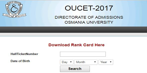 Download OUCET 2017 Results or Rank Cards