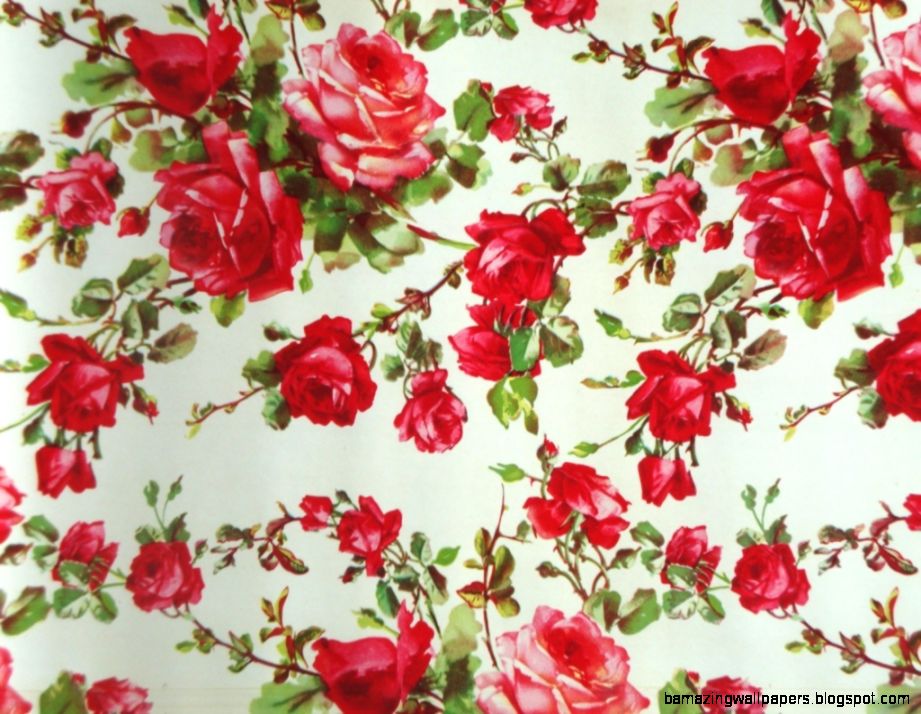Red Vintage Roses Wallpaper