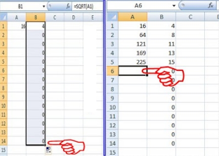 Akar kuadrat di excel