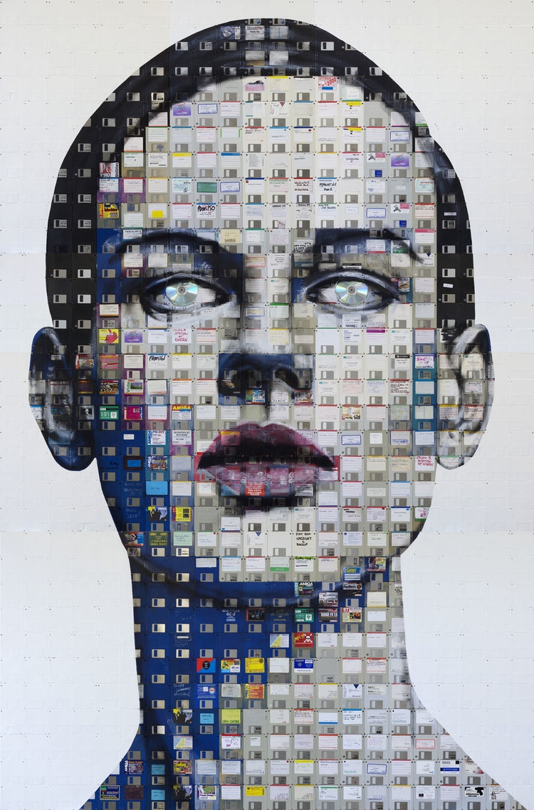 09-Digital-Montage-computer-floppy-disks-Nick-Gentry-Painting-on-Recycled-and-Obsolete-Technological-Materials-www-designstack-co