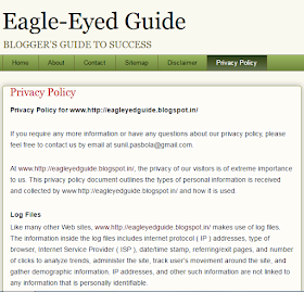 Blogger blog Privacy Policy page
