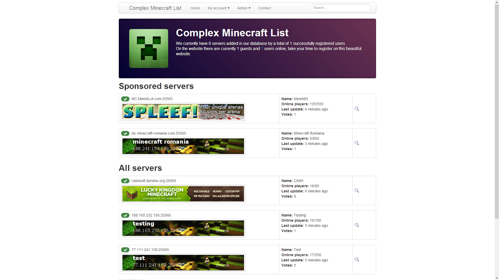 Minecraft Blog: Minecraft server list script