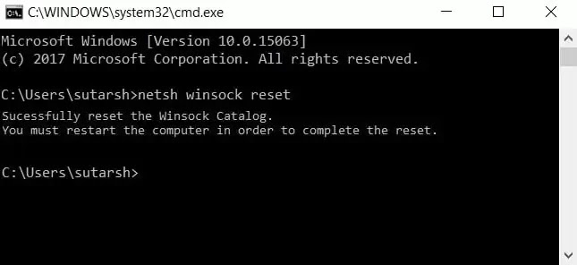 Run netsh and winsock reset Command Run netsh and winsock reset Command
