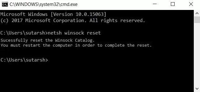 Run netsh and winsock reset Command