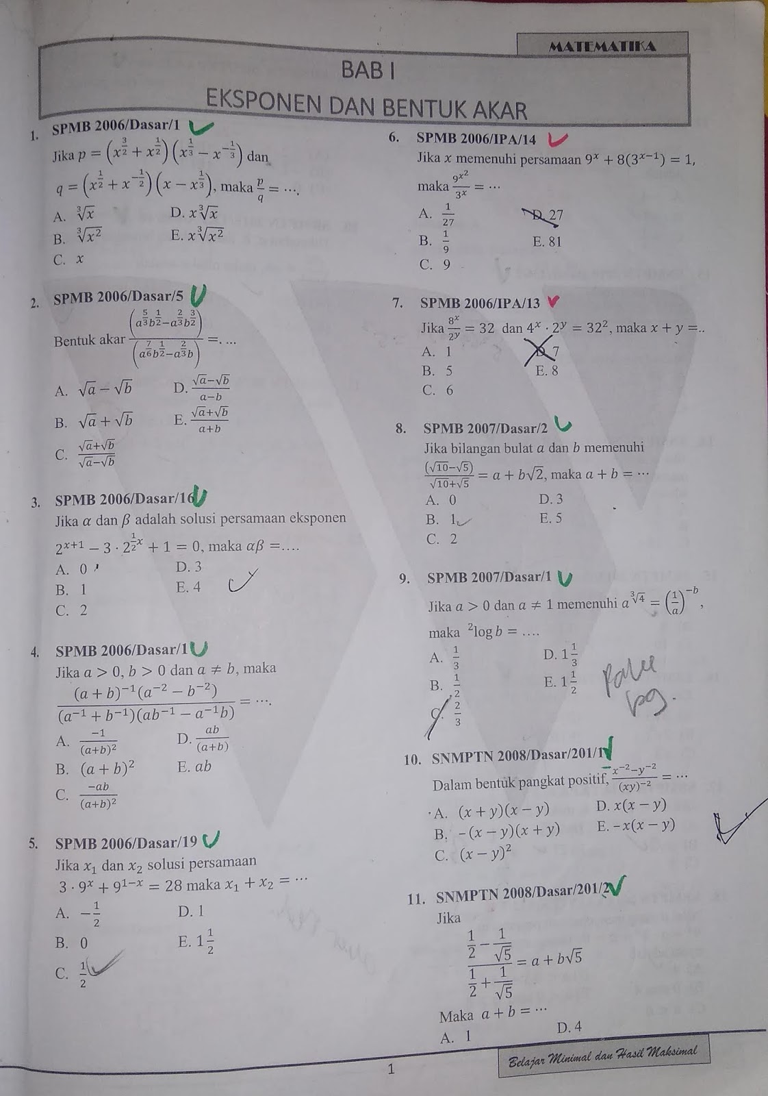Soal EKSPONEN Wangsit 2018 dan pembahasan