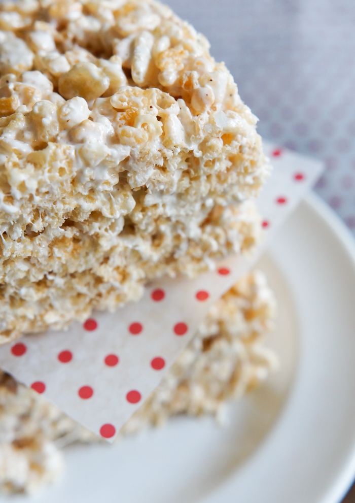 Brown Butter Rice Krispies Treats with homemade marshmallow creme