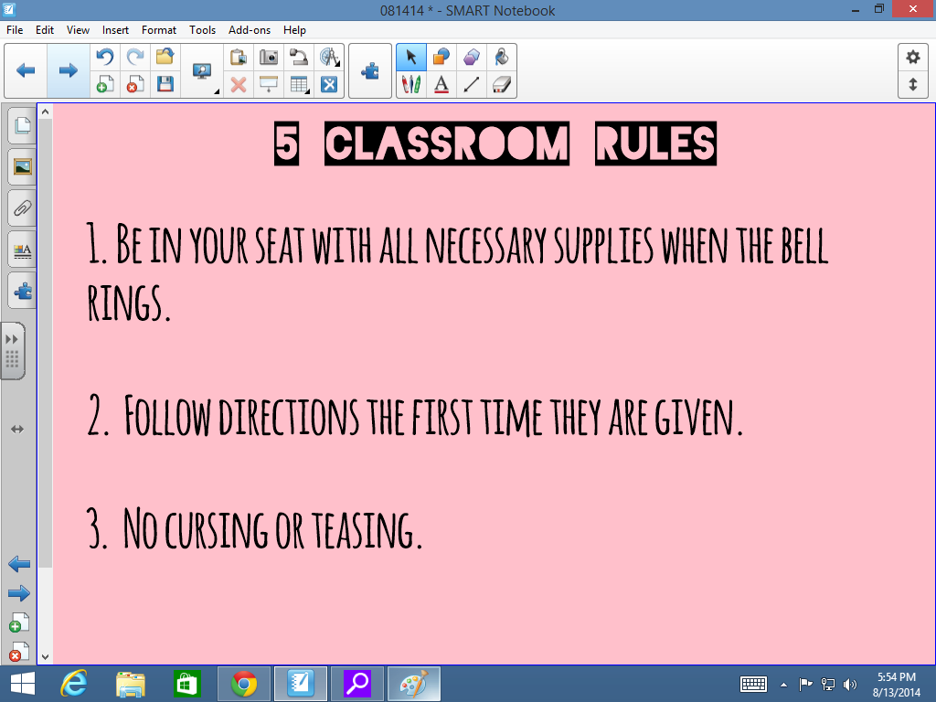 What are some classroom rules for high school?