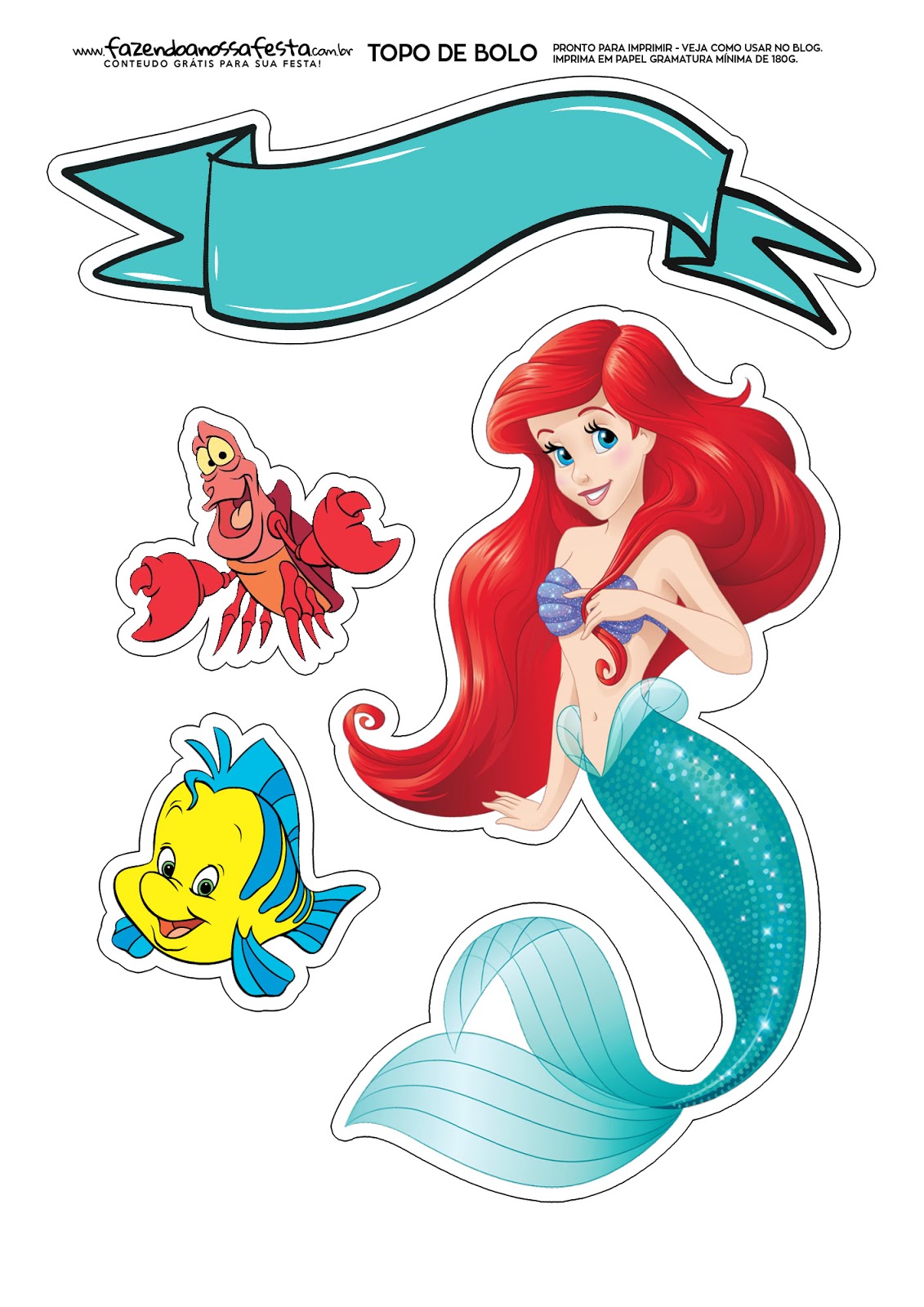 Little Mermaid Free Printable Cake Toppers Oh My Fiesta In English