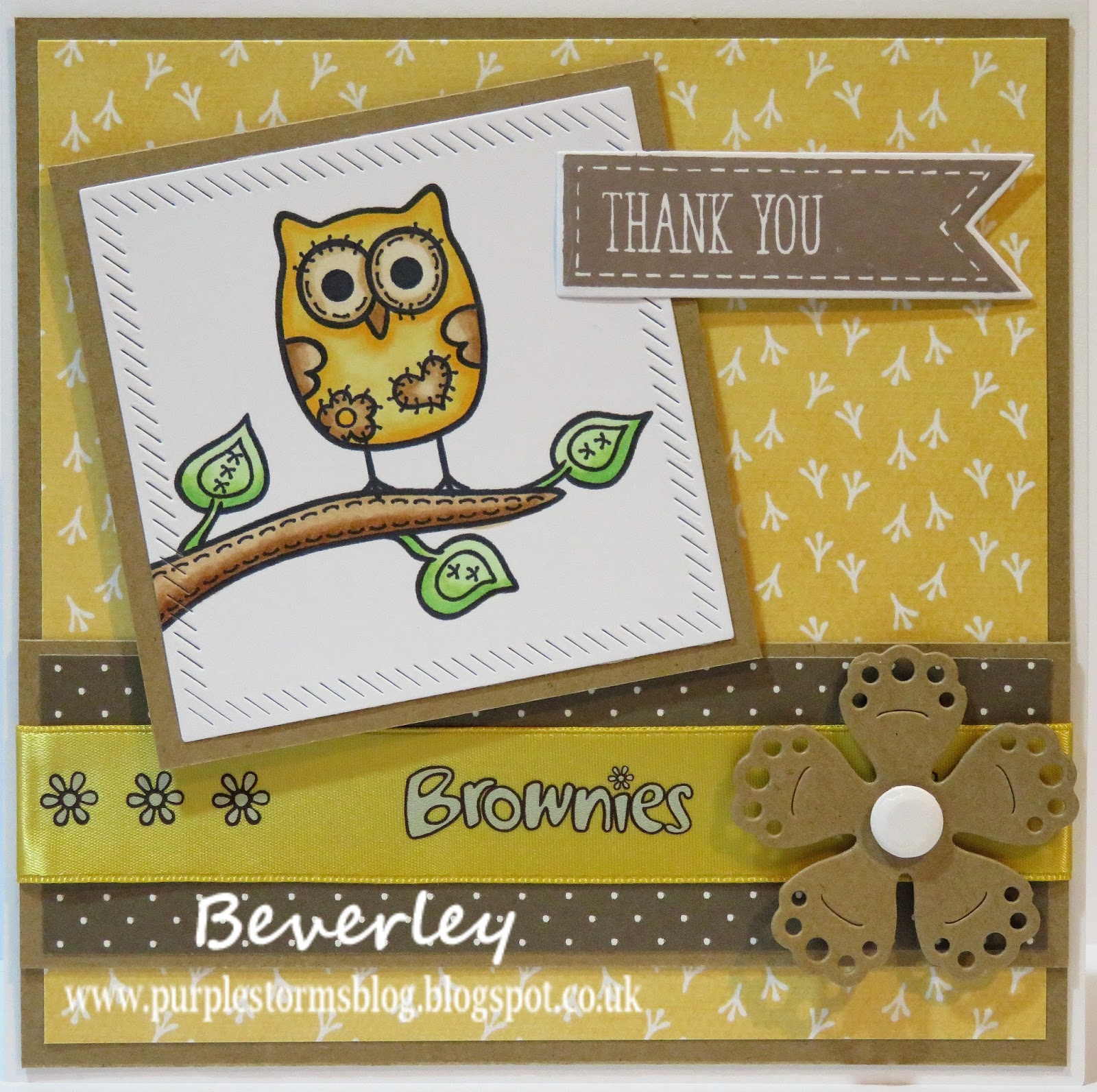 Bev's Little Craft Room Happy World Thinking Day Brownie Themed Card