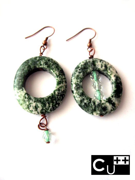 Boucles D'oreilles Jaspe Vert Goutte - Pierre Naturelle, Opaque, Forme Goutte, Marque Dodo | Neuf Avec étiquettes