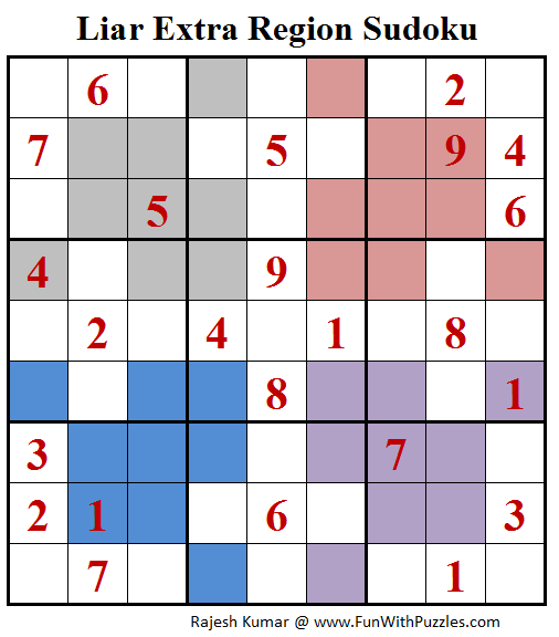 Liar Extra Region Sudoku Puzzle (Daily Sudoku League #189)