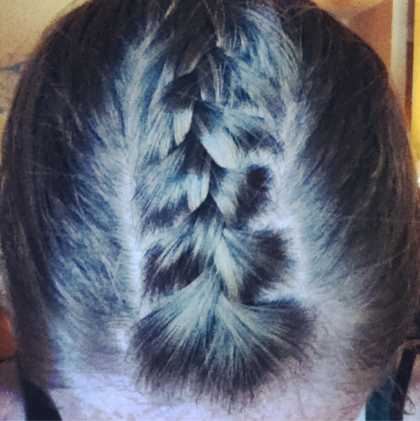 French braid top center into ponytail braid