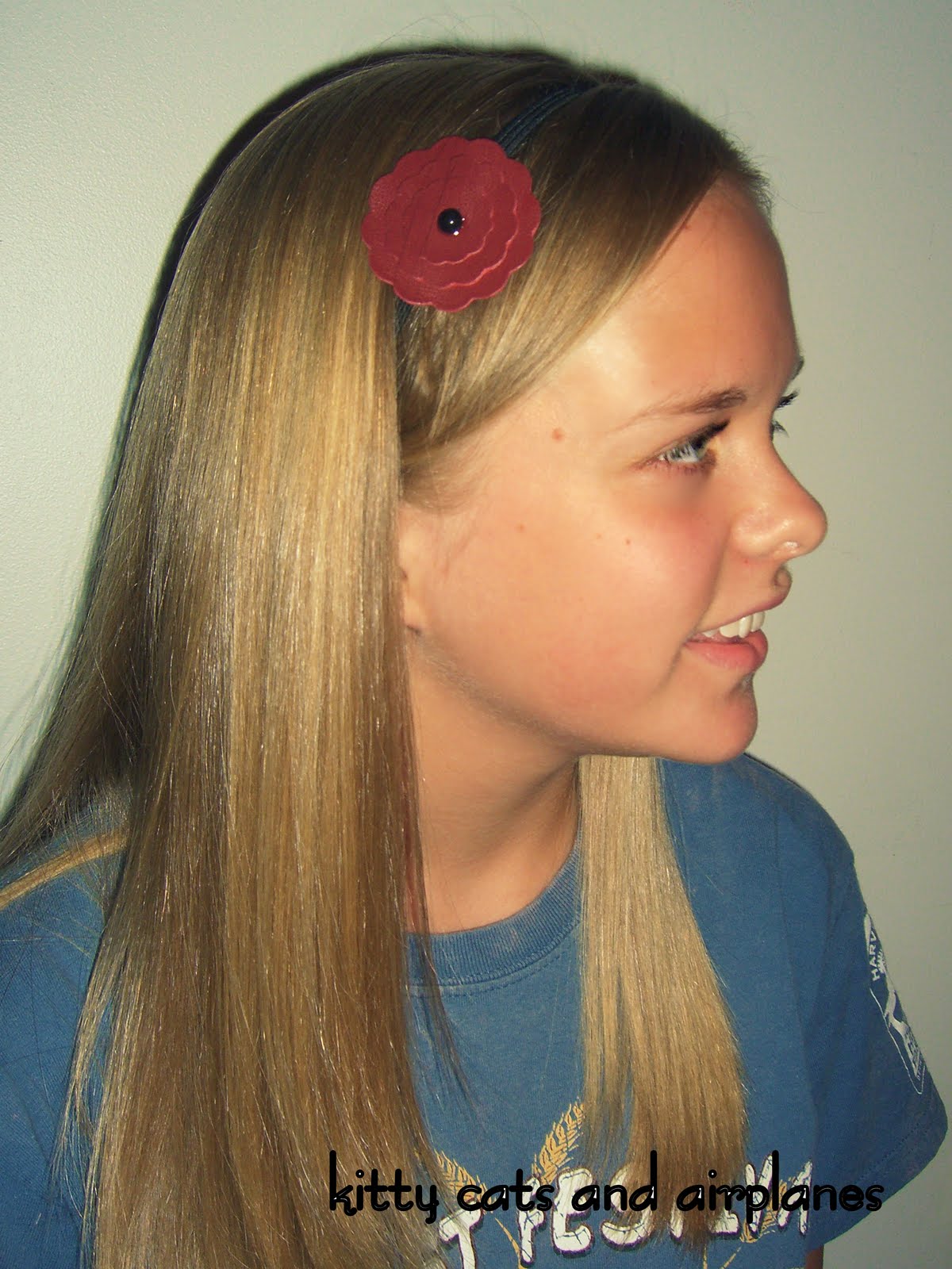 Kitty Cats and Airplanes: Headband Week- Red Leather Flower Headband