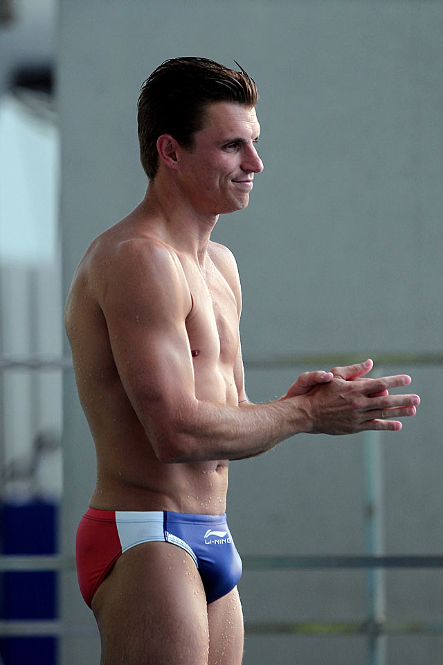 Male Athletes World Diving USA's Troy Dumais 2 at a divingboard