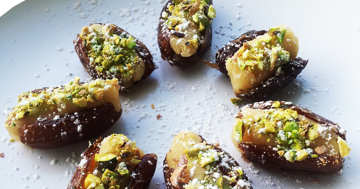 A Profound Hatred of Meat: Marzipan Stuffed Dates with Pistachios