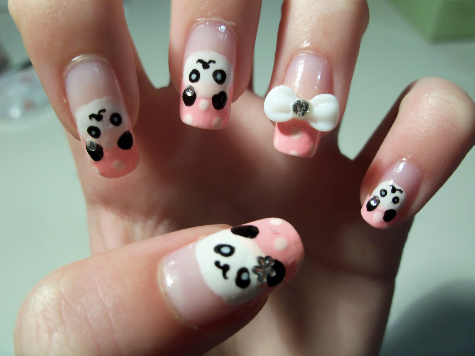 7. Panda Print Acrylic Nails - wide 8