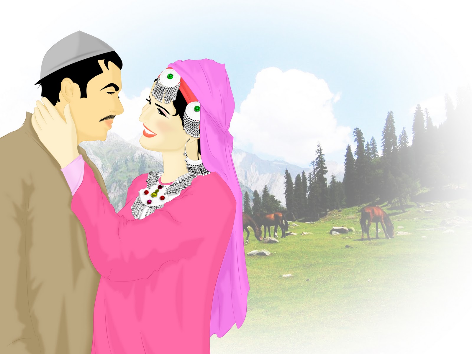 Culture and Traditions of Kashmir Artworks of Traditional Dresses from