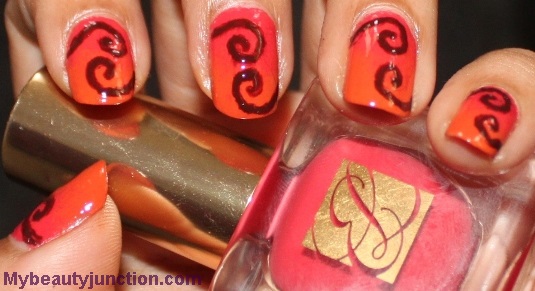 Ombre nail art with Estee Lauder Hot Coral and OPI Chopsticking To My Story