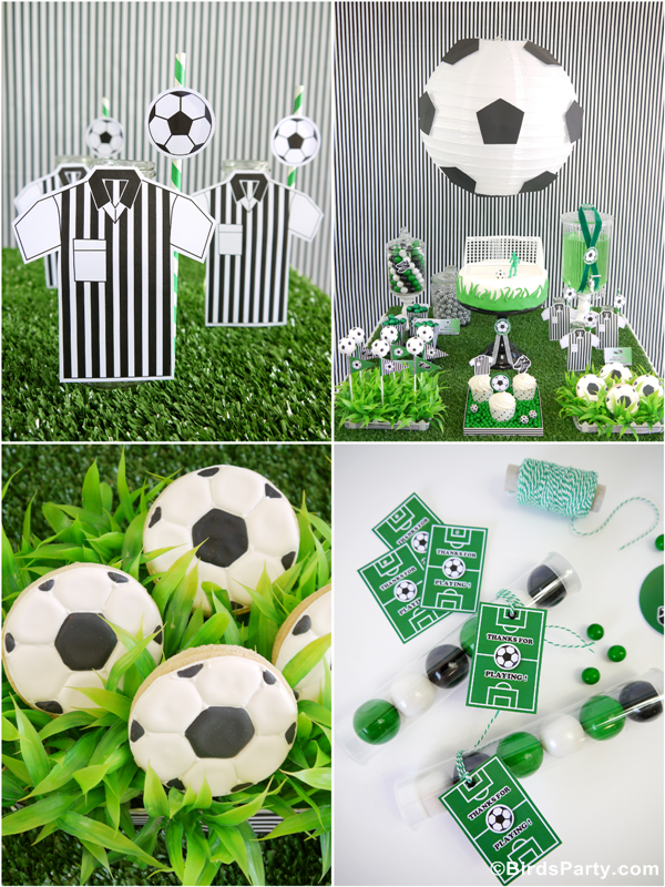 Soccer Football Birthday Party Desserts Table Ideas & Printables - BirdsParty.com