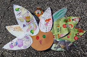 Make a turkey from recycled papers, cards, and magazines.