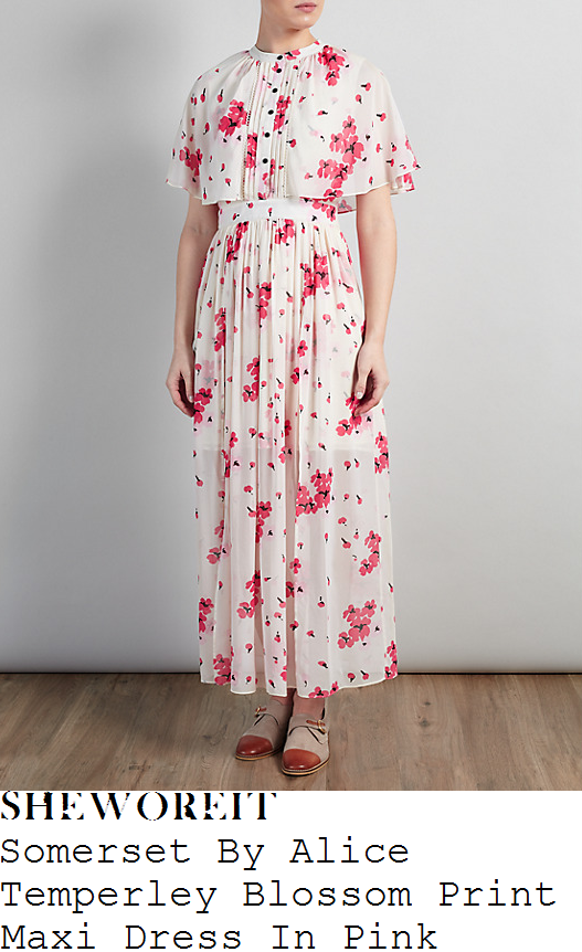 lydia-bright-somerset-by-alice-temperley-cream-pink-and-black-floral-blossom-print-cape-sleeve-lace-trim-and-pin-tuck-pleat-detail-high-waisted-maxi-dress