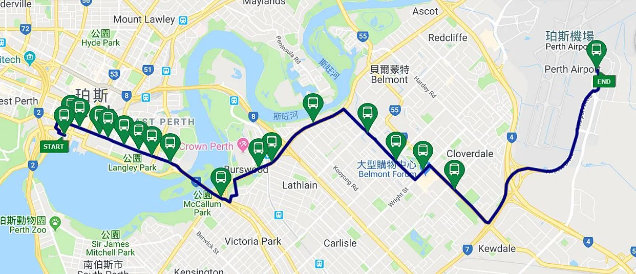 伯斯-交通-巴士-公車-機場-市區-票價-時刻表-搭乘-攻略-費用-便宜-省錢-路線圖-Route-Map-自由行-旅遊-澳洲-Perth-City-Airport-Transport-Bus