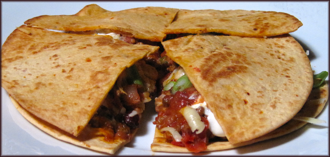Quesadillas made with leftover Chilli con Carne A Glug of Oil