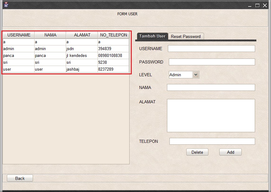 Form users. User form.