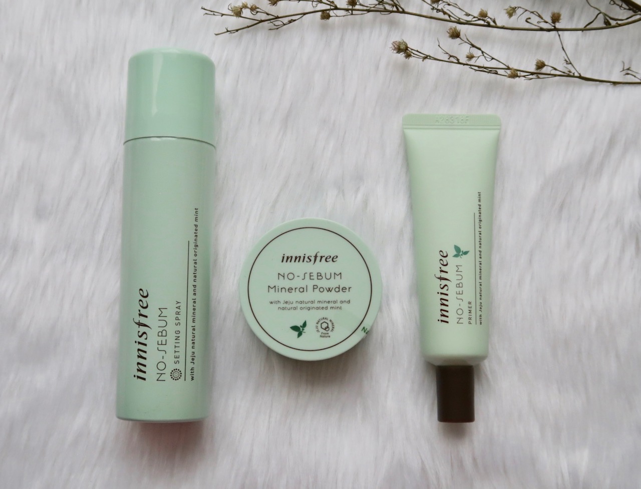 Innisfree No Sebum Setting Spray, Mineral Powder, and Primer Review