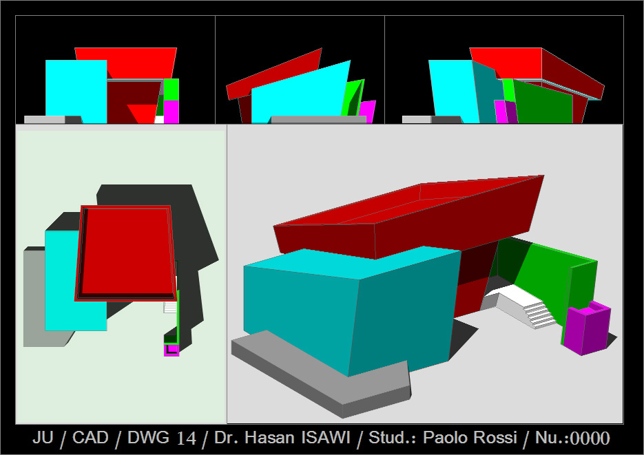 الرسم المعماري بالحاسوب Cad لوحة 14 تجربة الامتحان النهائي