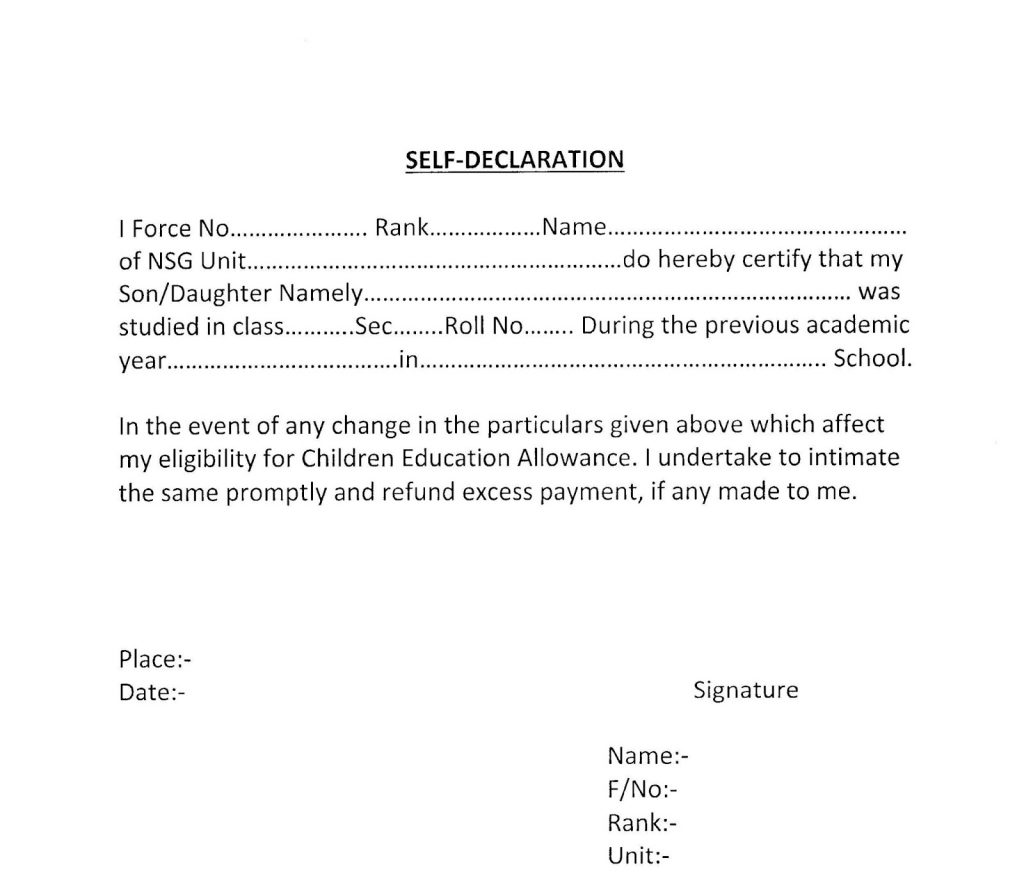 Children Education Allowance Format of Certificate from School